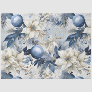 Blue Vintage Weihnachten Blumendekoupage Seidenpapier