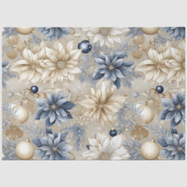 Blue Vintage Weihnachten Blumendekoupage Seidenpapier