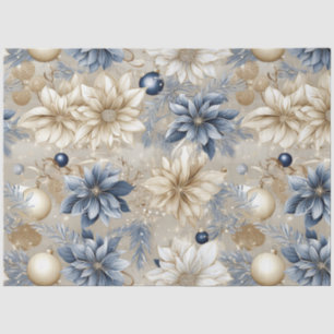Blue Vintage Weihnachten Blumendekoupage Seidenpapier