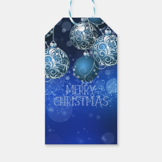 Blue Vintage Weihnachten Geschenkanhänger (Vorderseite)