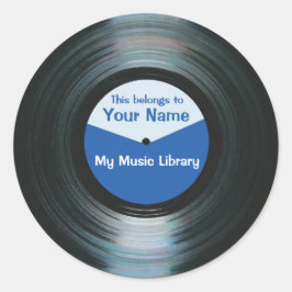 Blue-Vinyl-Musikaufzeichenkleber Runder Aufkleber