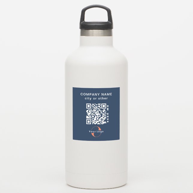 Blue Vinyl Square Business QR Code Wasser Flasche Aufkleber (Wassserflasche)