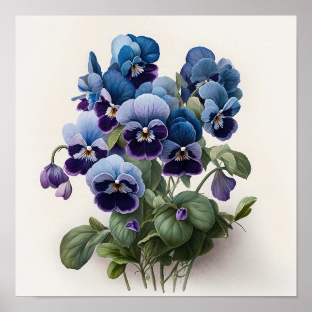 Blue Violas Blume Art Print Poster (Vorne)