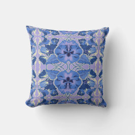 Blue Violet Art Nouveau Pansy Pillow Kissen