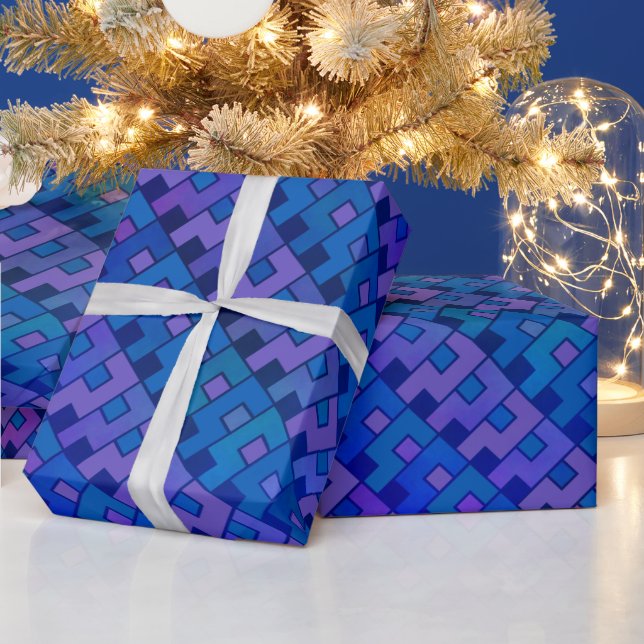 Blue Violet Geometric Geschenkpapier (Feiertage)