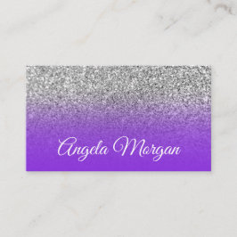 Blue Violet Lila Ombre Silver Glitzer Foto Visitenkarte