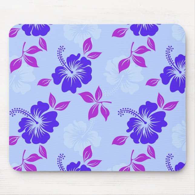 Blue Violet Purple Hibiscus Flower Mousepad (Vorne)