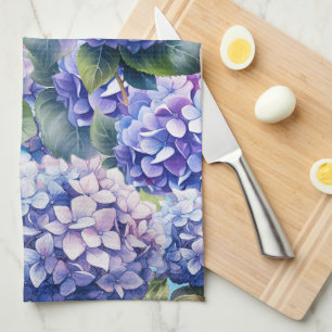 Blue violet rose Hydrangea Motif serviette de cuis
