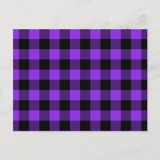 Blue Violet und Black Gingham Postkarte (Vorderseite)