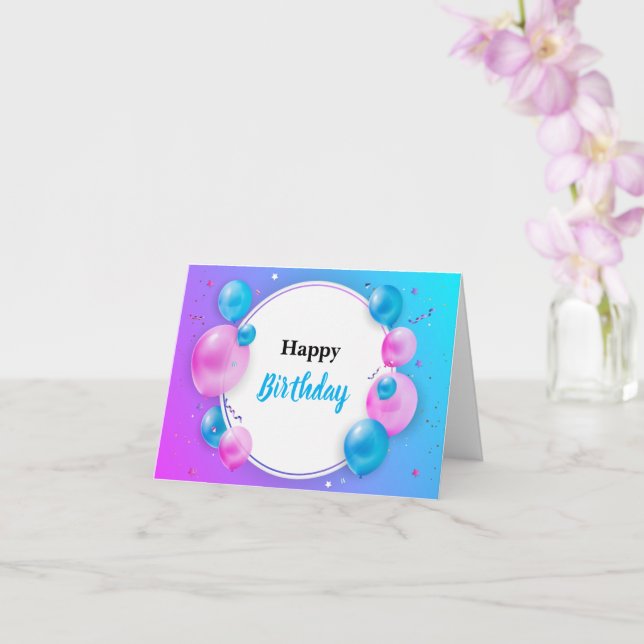 Blue Vivid Happy Birthday Grußkarte Karte (Orchidee)