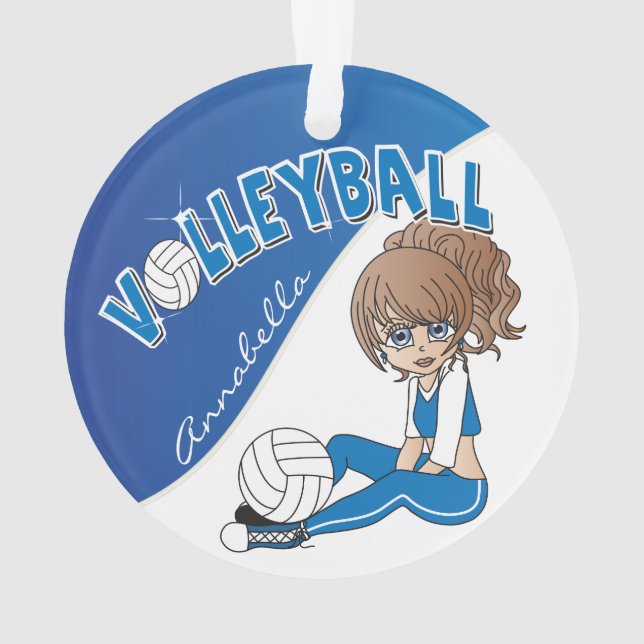 Blue Volleyball 🏐 Diva Girl Player Ornament (Rückseite)