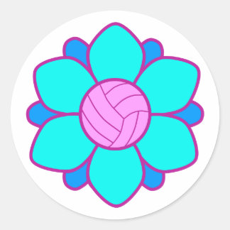 Blue Volleyball Girl Runder Aufkleber
