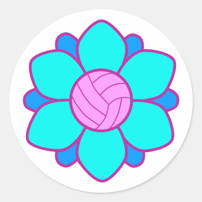 Blue Volleyball Girl Runder Aufkleber (Vorderseite)