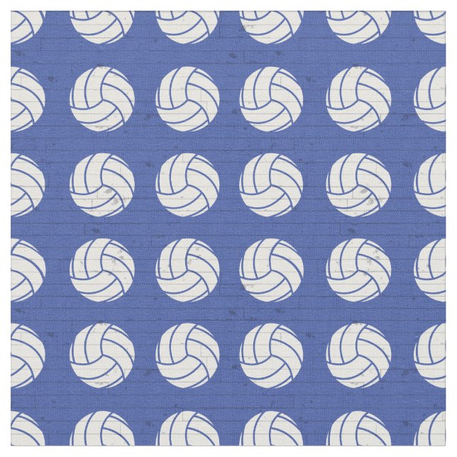 Blue Volleyball Holzfußboden Gemustert Stoff (Nahaufnahme)