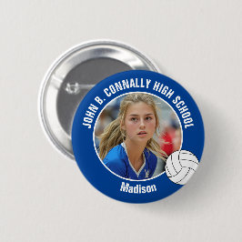Blue Volleyball Player Photo High School Spirit Button