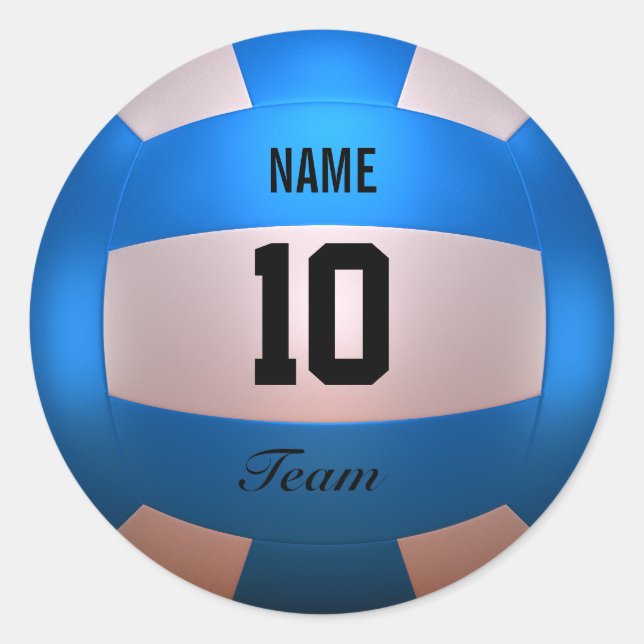 Blue Volleyball Runder Aufkleber (Vorderseite)