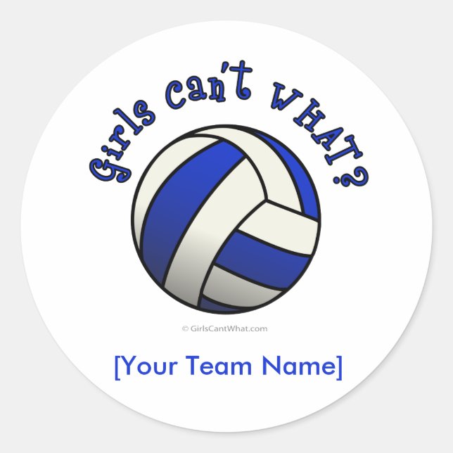 Blue Volleyball Runder Aufkleber (Vorderseite)