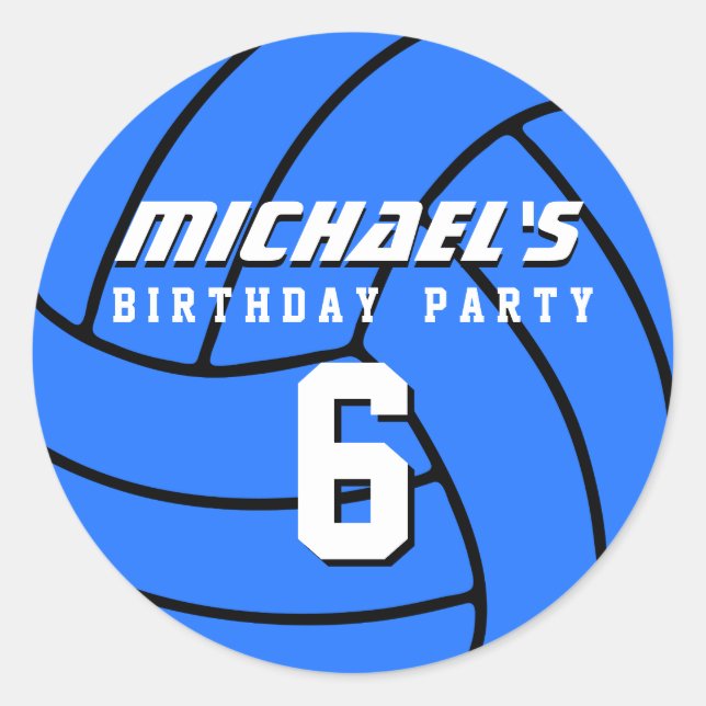 Blue Volleyball Sticker Sports Kindergeburtstag Pa (Vorderseite)