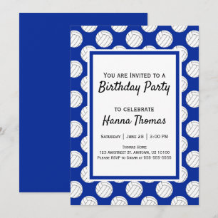 Blue Volleyball thème Anniversaire Invitation