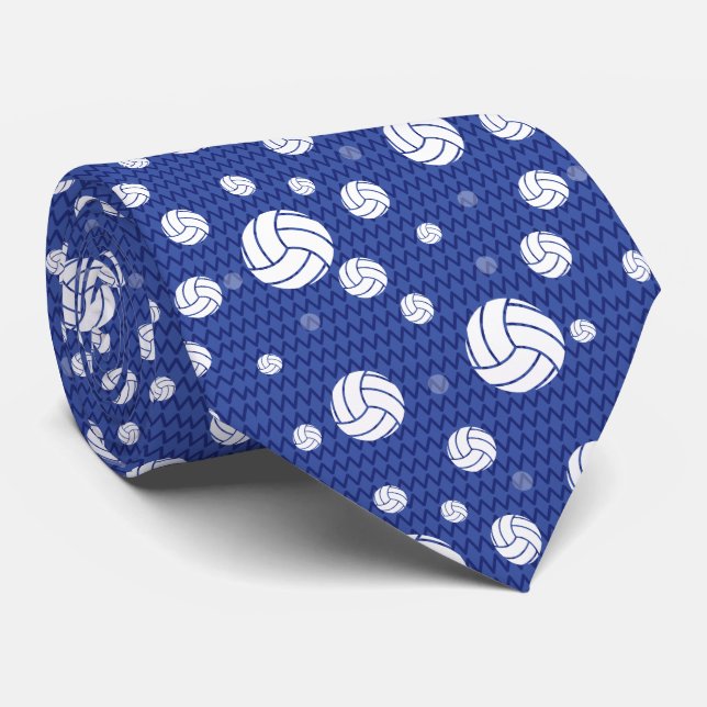 Blue Volleyball Zickzack Gemustert Krawatte (Gerollt)