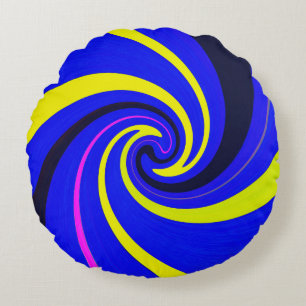 Blue-Vortex Rundes Kissen