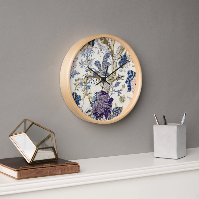 Blue W. Morris Pattern Wall Clock Uhr (Büro)