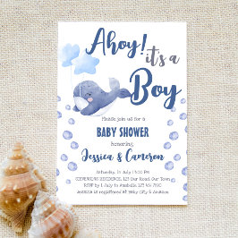 Blue Wale ahoy ist eine nautische Babydusche Einladung