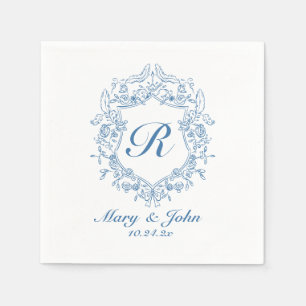 Blue Wappen Custom Wedding Cocktail Napkins Serviette