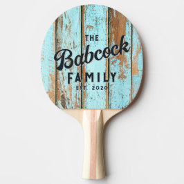 Blue Wash Wood Retro Family Name & Year Tischtennis Schläger