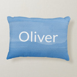 Blue Wasserfarbe Ombre mit Namen Dekokissen