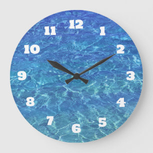 Blue Water Abstrakt Beach Coastal Schöne Dekoratio Große Wanduhr