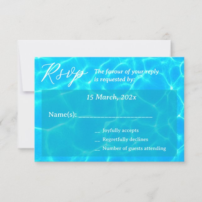Blue Water Beach & Destination Wedding Ocean Theme RSVP Karte (Vorderseite)