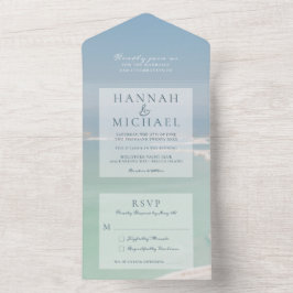 Blue Water Beach Ocean Wasserfarbe Hochzeit All In One Einladung