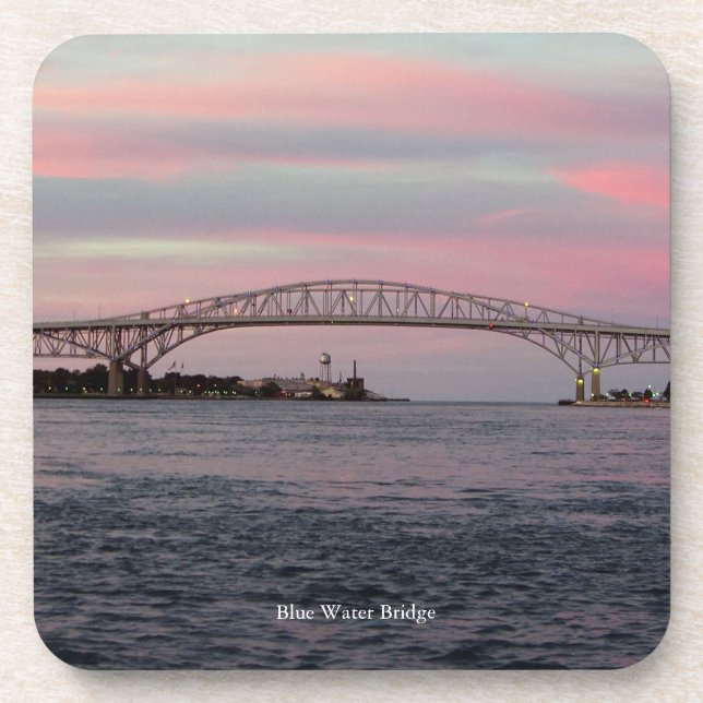 Blue Water Bridge Set von 6 Untersetzer aus Kunsts (Vorderseite)