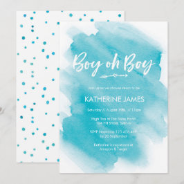Blue Water Color Boy Baby Dusche Einladung