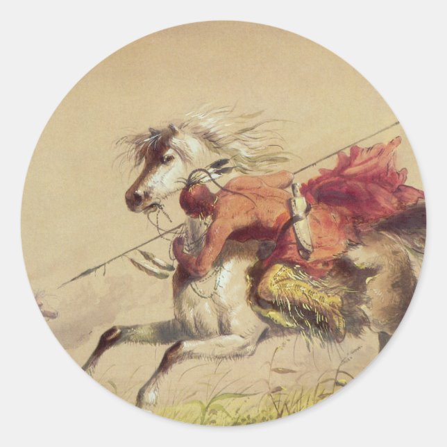 Blue Water Creek Battle by Alfred Jacob Miller Runder Aufkleber (Vorderseite)