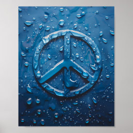 Blue Water Droplet Peace Symbol Poster