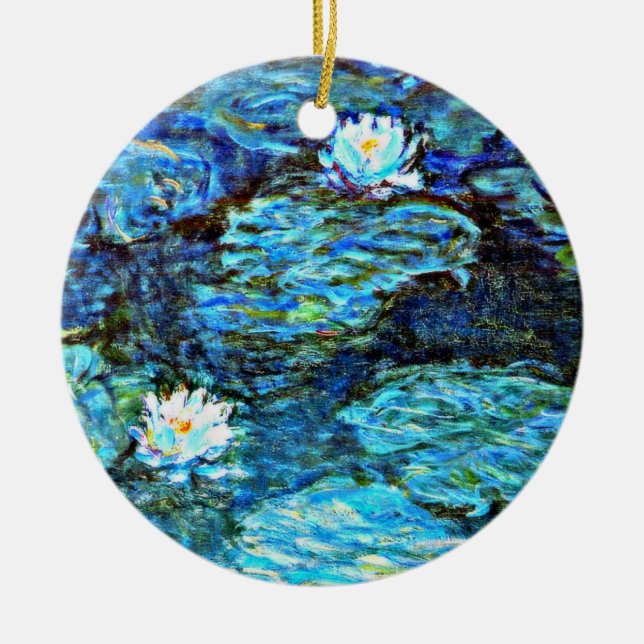 Blue Water Lilies by Monet Keramik Ornament (Vorne)