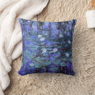 Blue Water Lilies Gemälde von Claude Monet Kissen