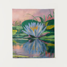 Blue Water Lilies von Claude Monet, Sunset, farben Wandteppich