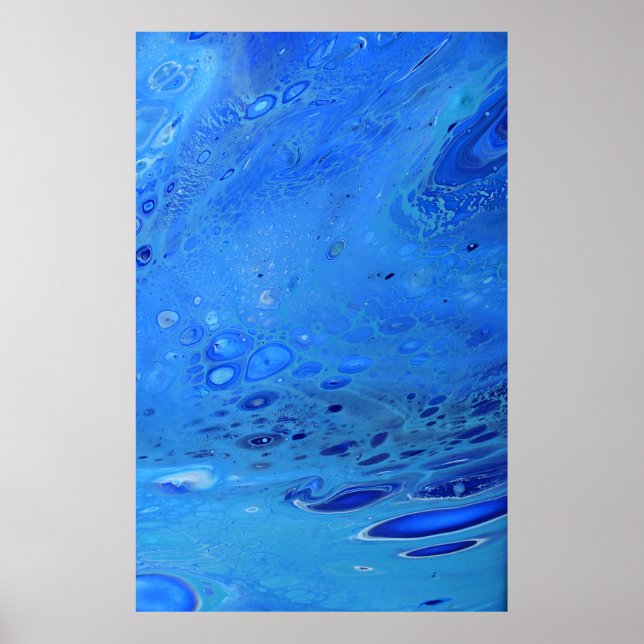 Blue Water Liquid Modern Abstrakt Fluid Art Poster (Vorne)