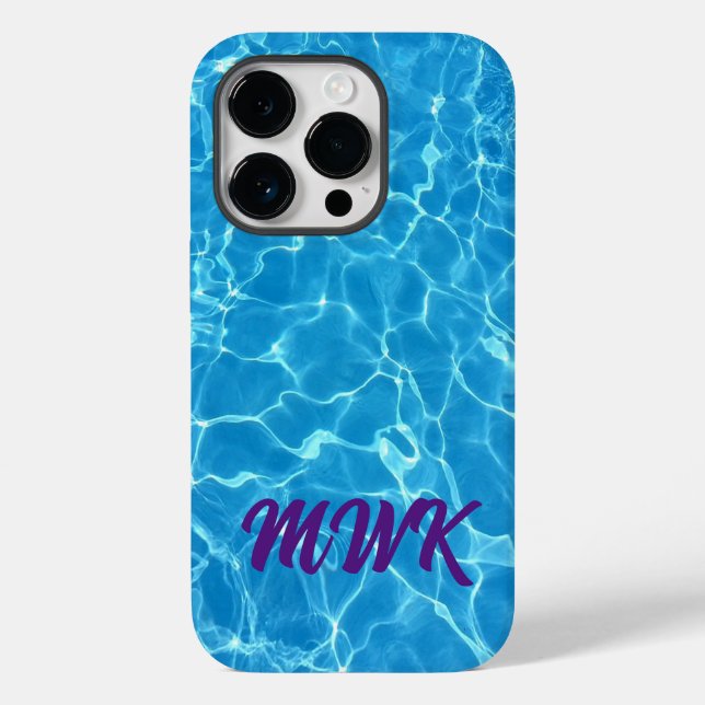 Blue Water Reflection Monogram Case-Mate iPhone 14 Pro Hülle (Rückseite)