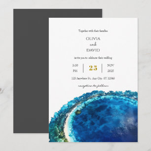 Blue Water Tropical Atoll Island Beach Wedding Einladung