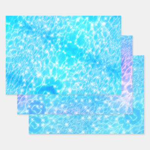 Blue Water wackelt Wasserstruktur cool moderne Chi Geschenkpapier Set