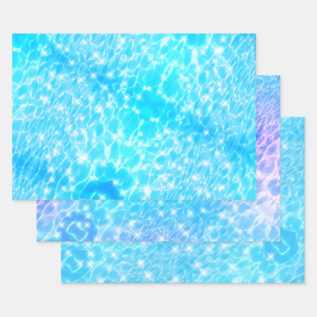 Blue Water wackelt Wasserstruktur cool moderne Chi Geschenkpapier Set (Set)
