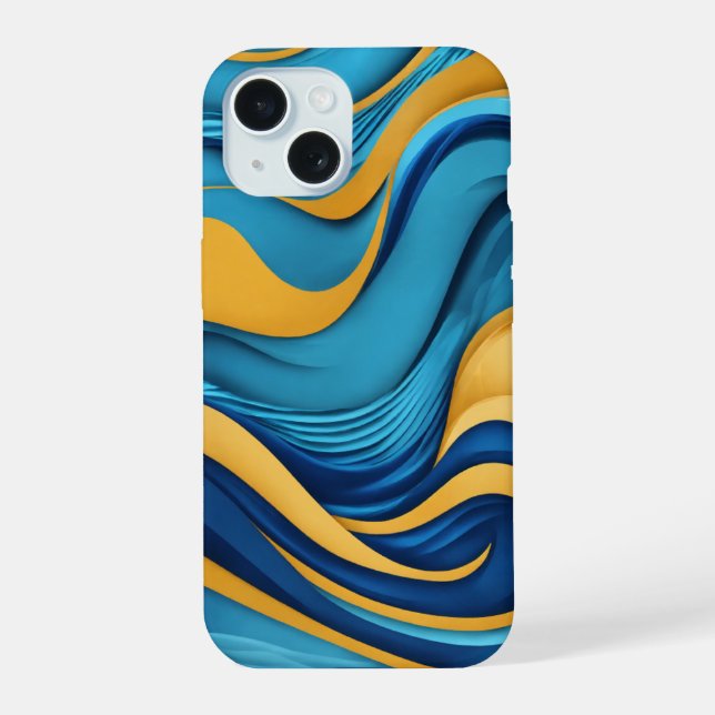 Blue Water Wave Muster iPhone Case - Flows Eleg 15 Hülle (Rückseite)