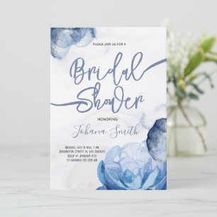 Blue Watercolor Abstrakt Bridal Dusche Einladung