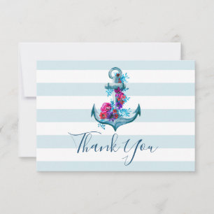 Blue Watercolor Anchor Hochzeit Danke Karte