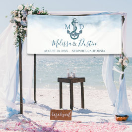Blue Watercolor Anchor Nautical Wedding Banner