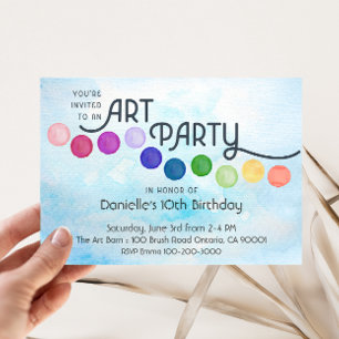 Blue Watercolor Art Anniversaire Fête Invitation